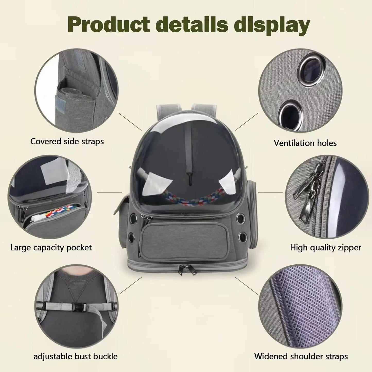 Wholesale Bulk Portable Bird Cage Parrot Backpack Carrier Travel with Perch Cups Clear Window for Birds Cockatiel for Vetting Camping Hiking - Furbury