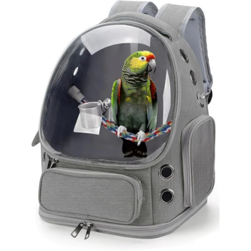 Wholesale Bulk Portable Bird Cage Parrot Backpack Carrier Travel with Perch Cups Clear Window for Birds Cockatiel for Vetting Camping Hiking - Furbury