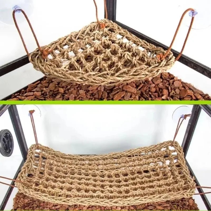 Wholesale Bulk Reptile Lizard Hammock Hamster Grass Cushion Pet Bed Seagrass Hammock Swing Pet Reptile Toy Hanging Mattress Hanging Sofa - Furbury