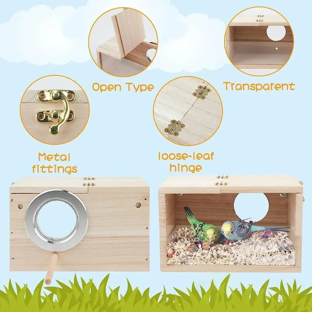 Wholesale Bulk Transparent Design Parakeet Cockatiel Bird House Nest Easy to Clean Parrot House Smooth Edges Parakeet Nesting Box Bird Supplie - Furbury