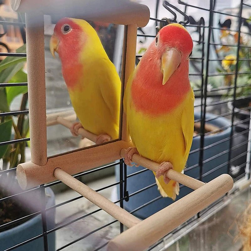 Wholesale Bulk Wood Bird Mirror With Perch Stand Bird Toy Stand Bird Toy For Parrot Parakeets Cockatiels Cage Cage Parakeet Accessories - Furbury