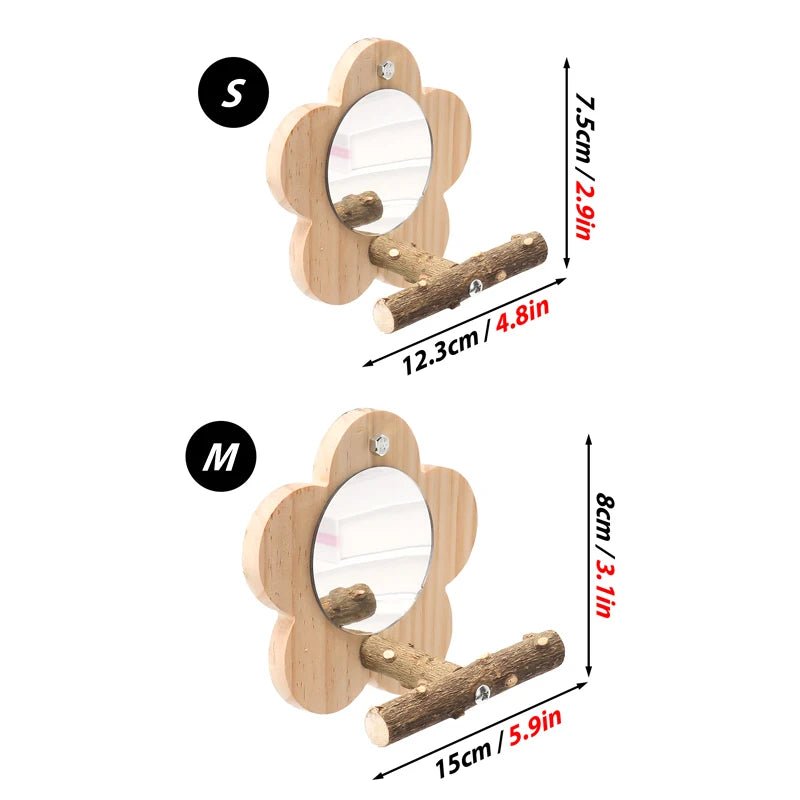 Wholesale Bulk Wooden Bird Perch Natural Wood Bird Perch Stand with Mirror Parrots Platform Cage Accessories Branch Perch Rod Stand - Furbury