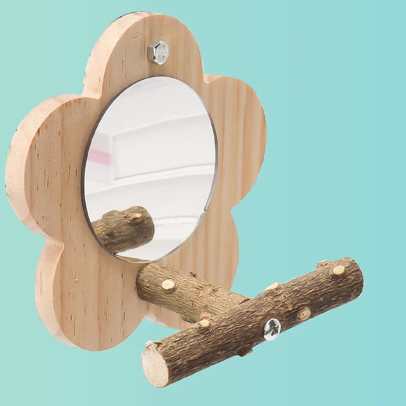 Wholesale Bulk Wooden Bird Perch Natural Wood Bird Perch Stand with Mirror Parrots Platform Cage Accessories Branch Perch Rod Stand - Furbury