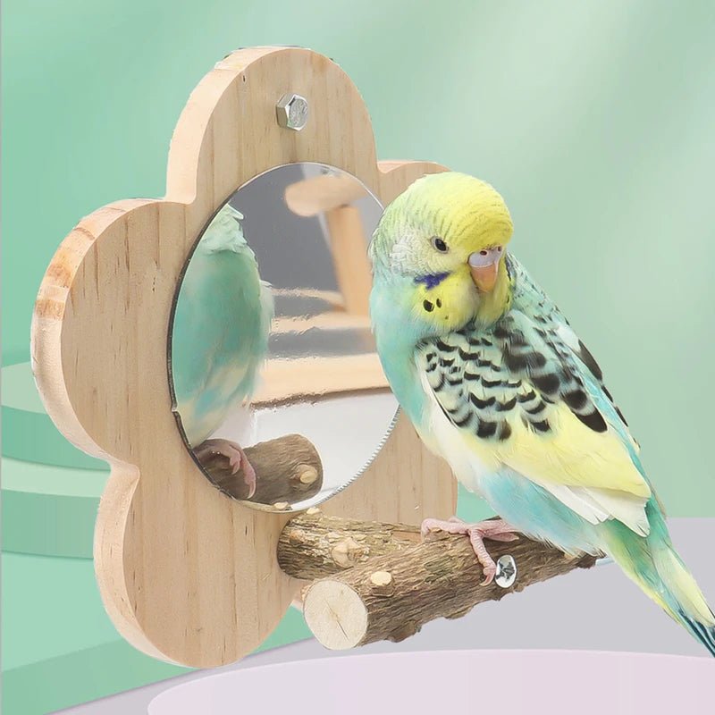 Wholesale Bulk Wooden Bird Perch Natural Wood Bird Perch Stand with Mirror Parrots Platform Cage Accessories Branch Perch Rod Stand - Furbury