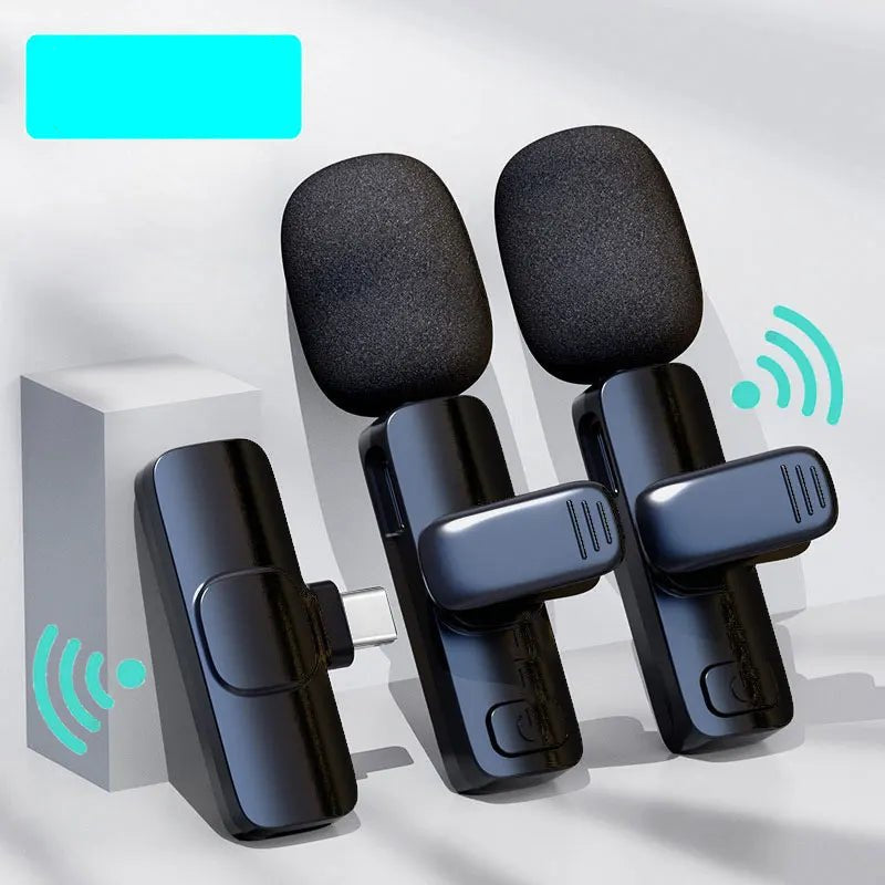 Wireless Lavalier Microphone Portable Audio Video Recording Mini Mic for iPhone Android Live Broadcast Gaming Phone Mic - Checkouts UK