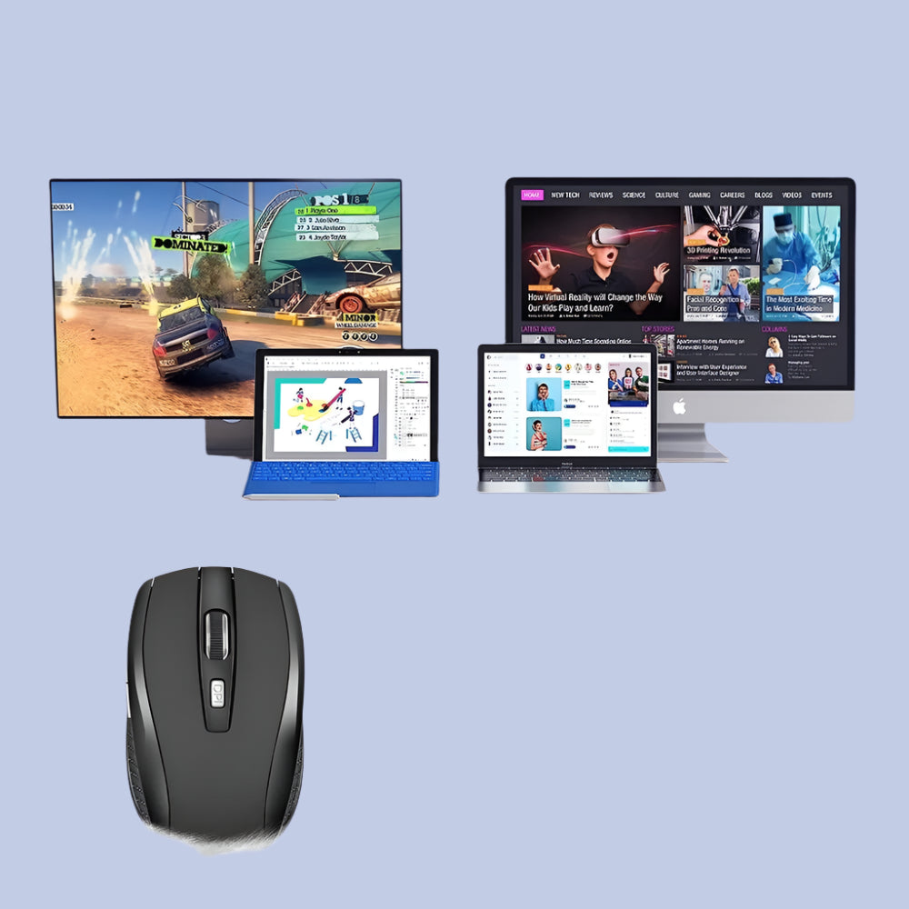 Wireless Mouse Silent Mouse 2.4G Portable Mobile Optical Office Mouse Adjustable DPI Levels for Notebook PC Laptop MacBook - Checkouts UK