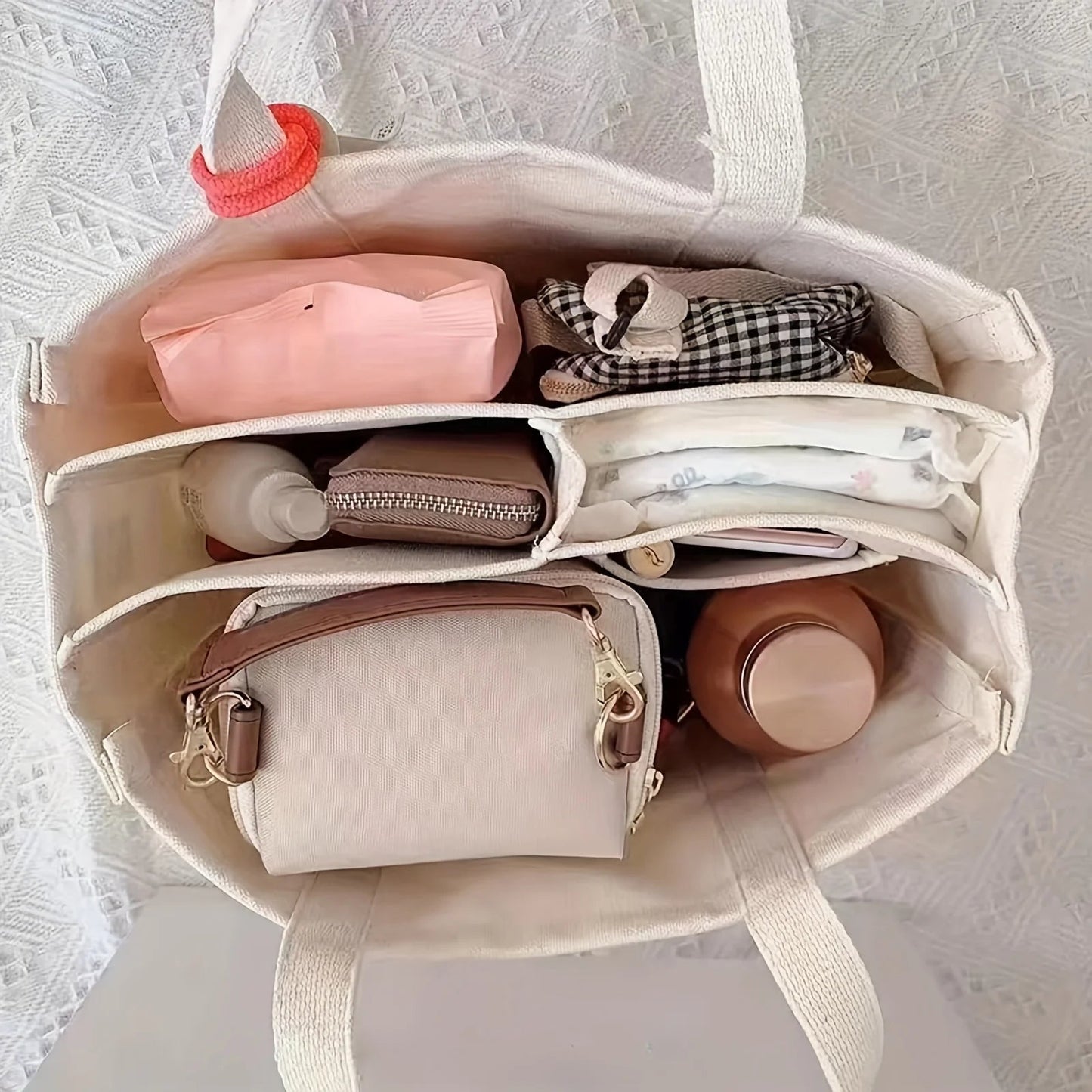 Women's Bag Canvas Large Capacity Multi Tote Handbag Layer Function Crossbody Bag Women's Handbag Shopping - Checkouts UK