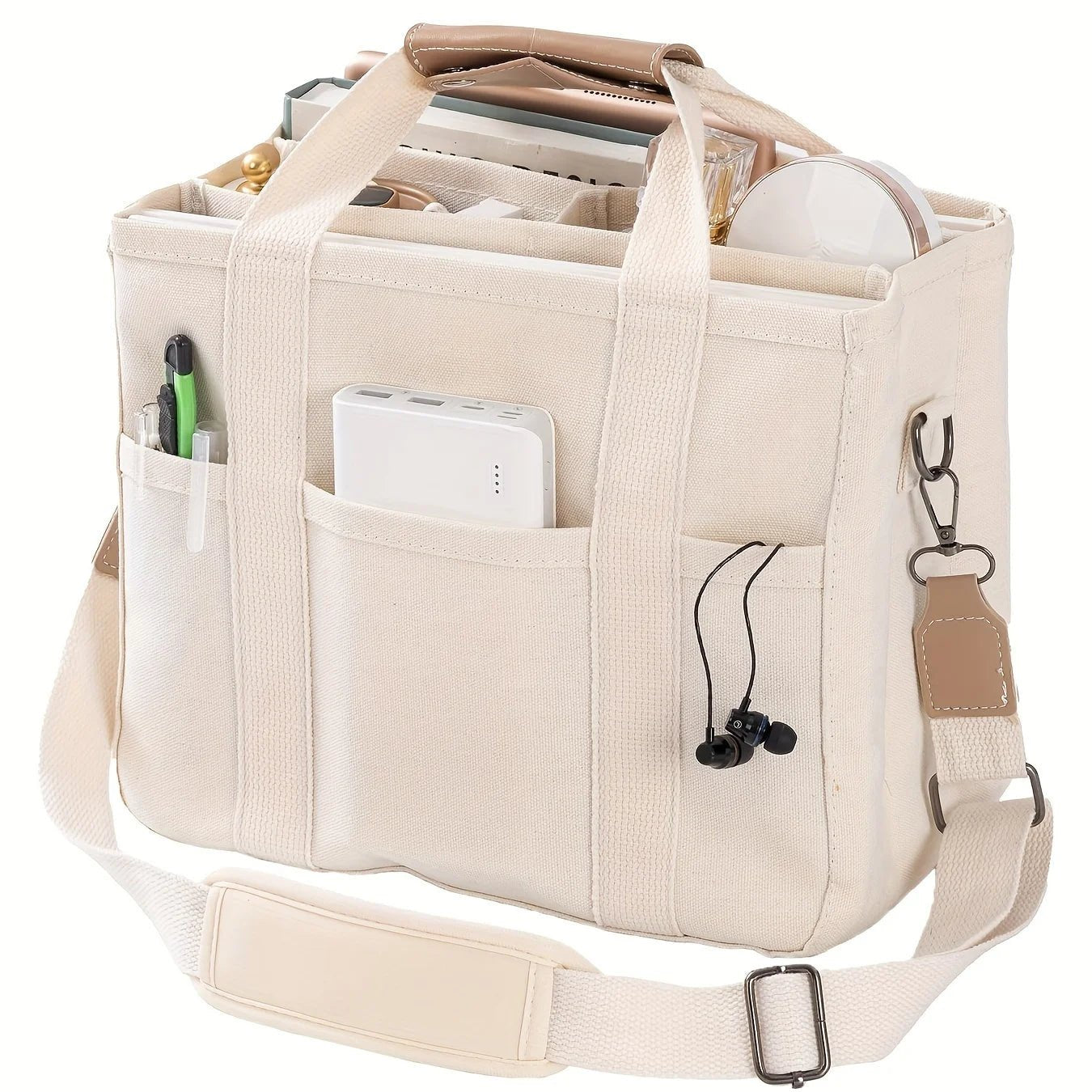 Women's Bag Canvas Large Capacity Multi Tote Handbag Layer Function Crossbody Bag Women's Handbag Shopping - Checkouts UK