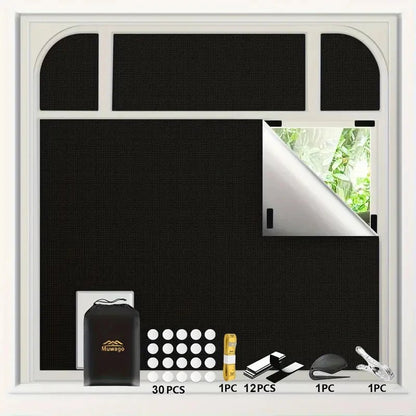 100% Blackout Curtain Removable Portable Travel Blocking Darkest Window Film Cloth Temporary DIY No Drill Blackout Curtains - Checkouts UK