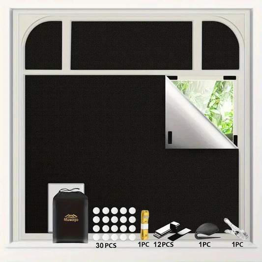 100% Blackout Curtain Removable Portable Travel Blocking Darkest Window Film Cloth Temporary DIY No Drill Blackout Curtains - Checkouts UK