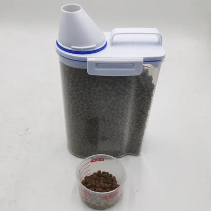 1.5kg/2kg Dog Cat Food Pail Plastic Storage Tank with Measuring Cup Container Moisture - proof Sealed Jar Pet Supplies Accessories - Furbury