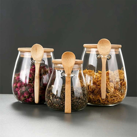 1pc Airtight Food Containers Kitchen Storage Pots Glass Jar with Lid Sealed Canister Sugar Tea Cans Hermetic Kitchen Coffee Jars - Checkouts UK