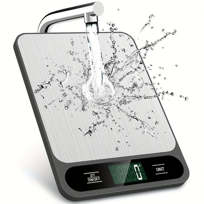 1pc Black Food Scale 10 Kilograms Digital Kitchen Scale Grams and Ounces 1g Precise Scale Easy to Clean Stainless Steel - Checkouts UK