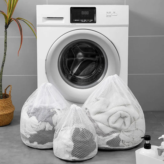 1PC Mesh Laundry Bag - Machine Washable Drawstring Design Travel Wash Bag for Blouses, Hosiery, Stockings, and Underwear - Checkouts UK