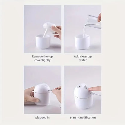 1pc Portable USB ultrasonic air humidifier, essential oil diffuser, car purifier with LED light romantic light - Checkouts UK