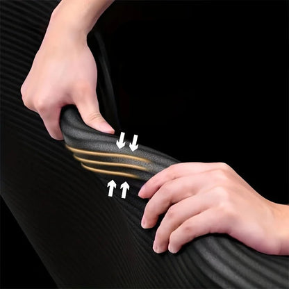 1Pcs Thickened Non - Slip Black Soft Yoga Mat Durable NBR Rubber Perfect For Home Sports Fitness Training Equipment And Workouts - Checkouts UK