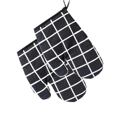 2pcs Kitchen Potholders Pad and Stove Oven Gloves Set Mitts Heat Resistant Thermal Anti - heat Take Hot Pot Cooking Baking Gloves - Checkouts UK