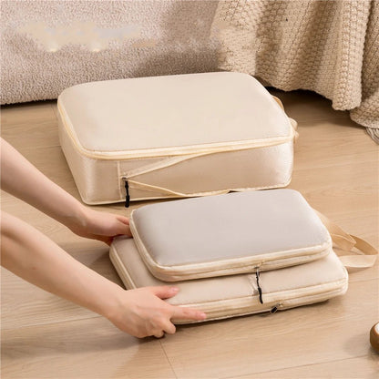 3Pcs/Set Travel Compressible Packing Multifunction Travel Storage Bag Waterproof Suitcase Nylon Portable Luggage Organizer Pink - Checkouts UK