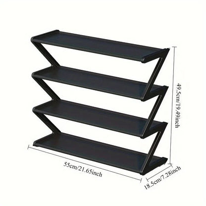 4 - Tier Z - Shelf Shoe Rack, Easy to Assemble, No Tools Needed, Plastic Stackable Storage Box, Suitable for Home - Checkouts UK