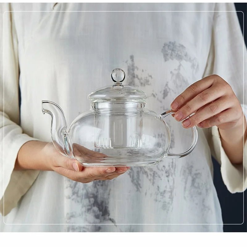 400ml/1000ml Filterable Heat - resistant Thickened Glass Teapot High Borosilicate Glass Flower Tea Pot Heatable Glass Tea Set - Checkouts UK