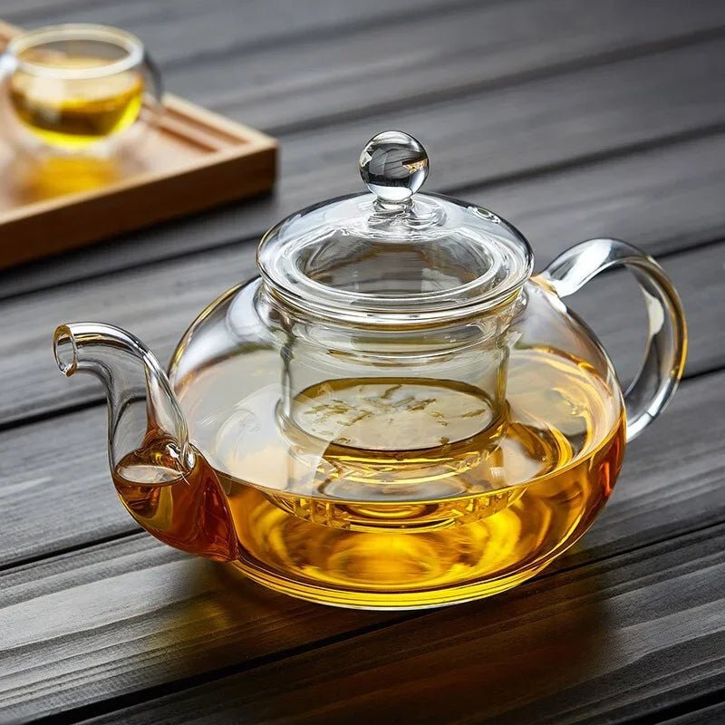 400ml/1000ml Filterable Heat - resistant Thickened Glass Teapot High Borosilicate Glass Flower Tea Pot Heatable Glass Tea Set - Checkouts UK