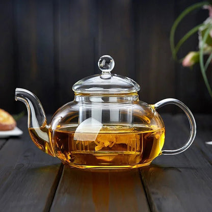 400ml/1000ml Filterable Heat - resistant Thickened Glass Teapot High Borosilicate Glass Flower Tea Pot Heatable Glass Tea Set - Checkouts UK