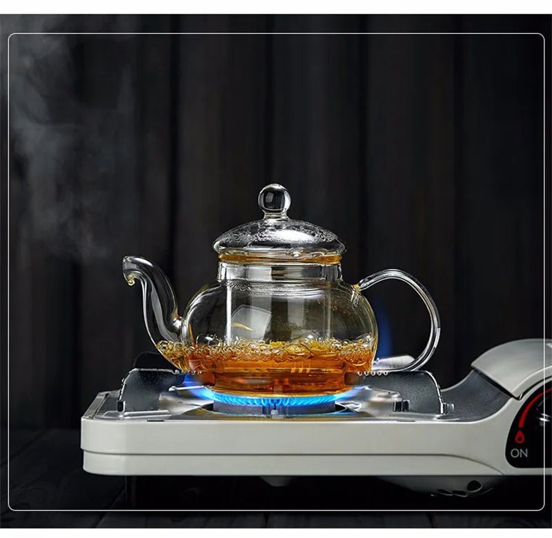 400ml/1000ml Filterable Heat - resistant Thickened Glass Teapot High Borosilicate Glass Flower Tea Pot Heatable Glass Tea Set - Checkouts UK