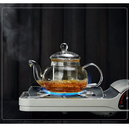 400ml/1000ml Filterable Heat - resistant Thickened Glass Teapot High Borosilicate Glass Flower Tea Pot Heatable Glass Tea Set - Checkouts UK