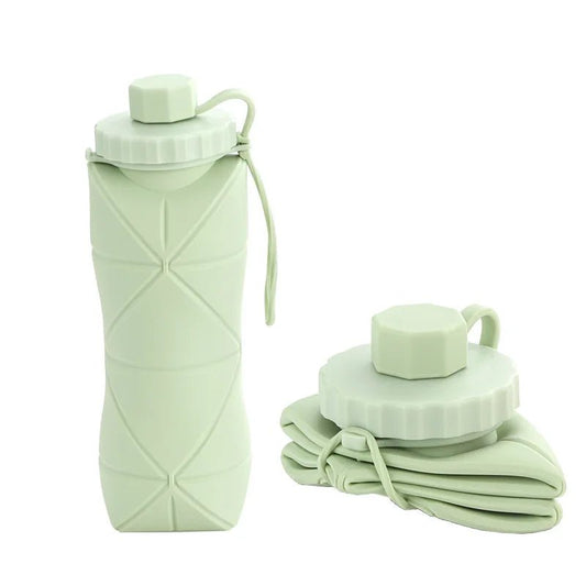 600ml Silicone Folding Bottle Adult Portable Reusable Plastic Cups Outdoor Travel Gym Water Bottle Motivational Drinking Bottle - Checkouts UK