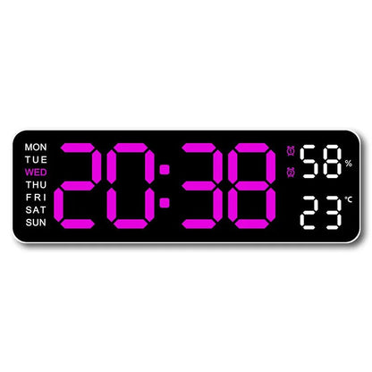 9 Inch Large Digital Wall Clock USB Powered TEMP Humidity Week Auto Dimmer DST Table Clock 12/24H Electronic LED Alarm Clock - Checkouts UK
