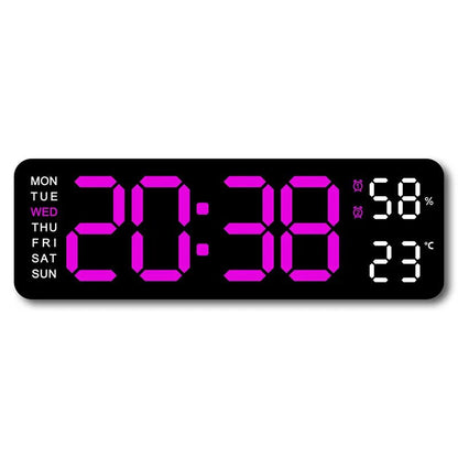 9 Inch Large Digital Wall Clock USB Powered TEMP Humidity Week Auto Dimmer DST Table Clock 12/24H Electronic LED Alarm Clock - Checkouts UK