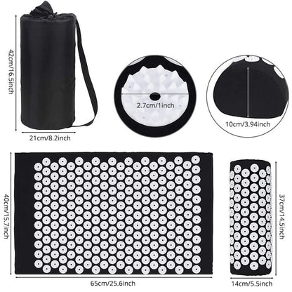 Acupressure Mat Sensi Massage Mat Pillow Set applicator for Neck Foot Yoga Mat with Needle Back Cushion - Checkouts UK