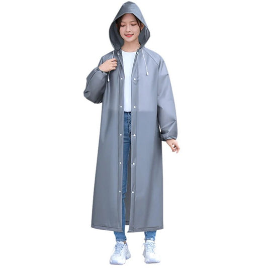 Adult Long Raincoats EVA Impermeable Waterproof Rain Coat Men Women Travel Hooded Beam Port Rain Poncho For Fishing Camping - Checkouts UK