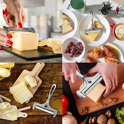 Aluminum Alloy Cheese Slicer with Wire Adjustable Thickness Cheese Butter Cutter for Soft and Semi - Hard Cheeses Kitchen Gadgets - Checkouts UK