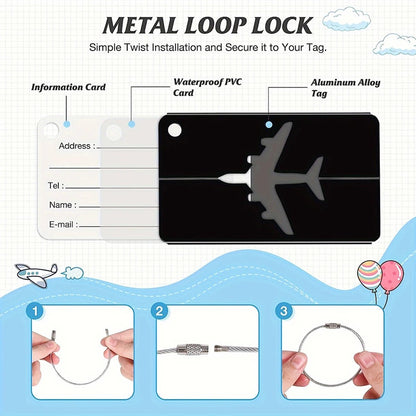 Aluminum Alloy Travel Luggage Tag Hanging Tag Suitcase Tag Plane With Name ID Cards Anti - lost Solid Color Travel Accessories.zmt - Checkouts UK