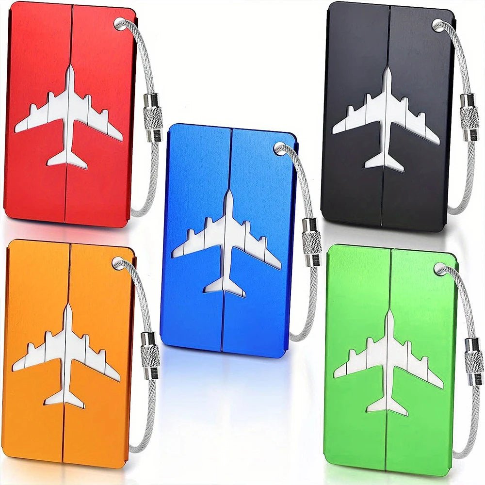 Aluminum Alloy Travel Luggage Tag Hanging Tag Suitcase Tag Plane With Name ID Cards Anti - lost Solid Color Travel Accessories.zmt - Checkouts UK