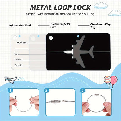 Aluminum Alloy Travel Luggage Tag Hanging Tag Suitcase Tag Plane With Name ID Cards Anti - lost Solid Color Travel Accessories.zmt - Checkouts UK