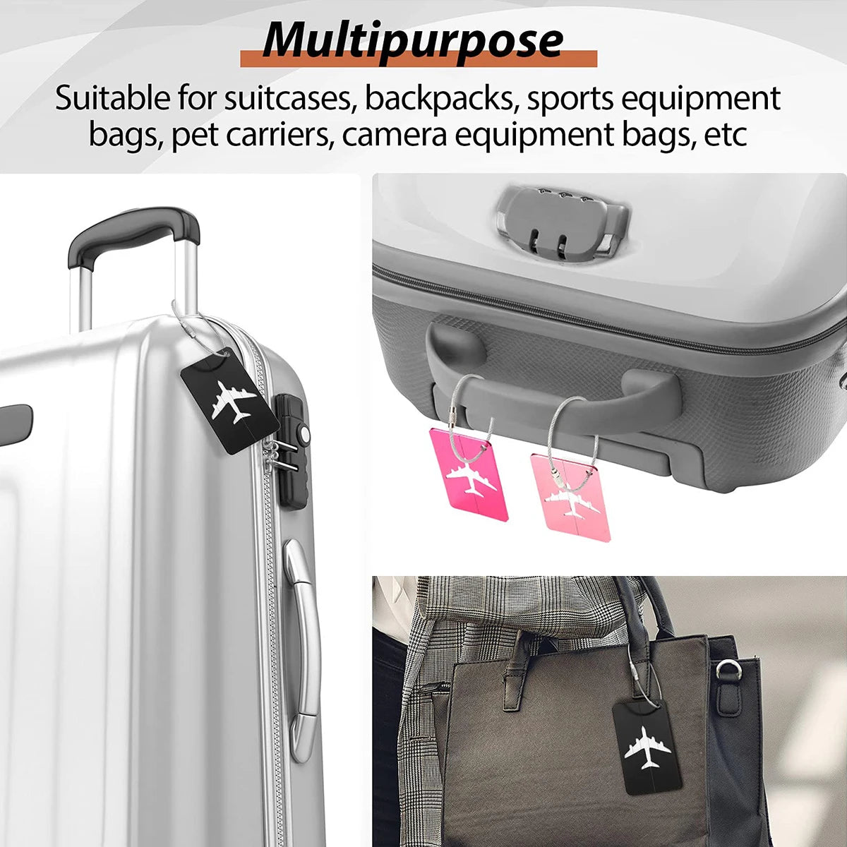 Aluminum Alloy Travel Luggage Tag Hanging Tag Suitcase Tag Plane With Name ID Cards Anti - lost Solid Color Travel Accessories.zmt - Checkouts UK