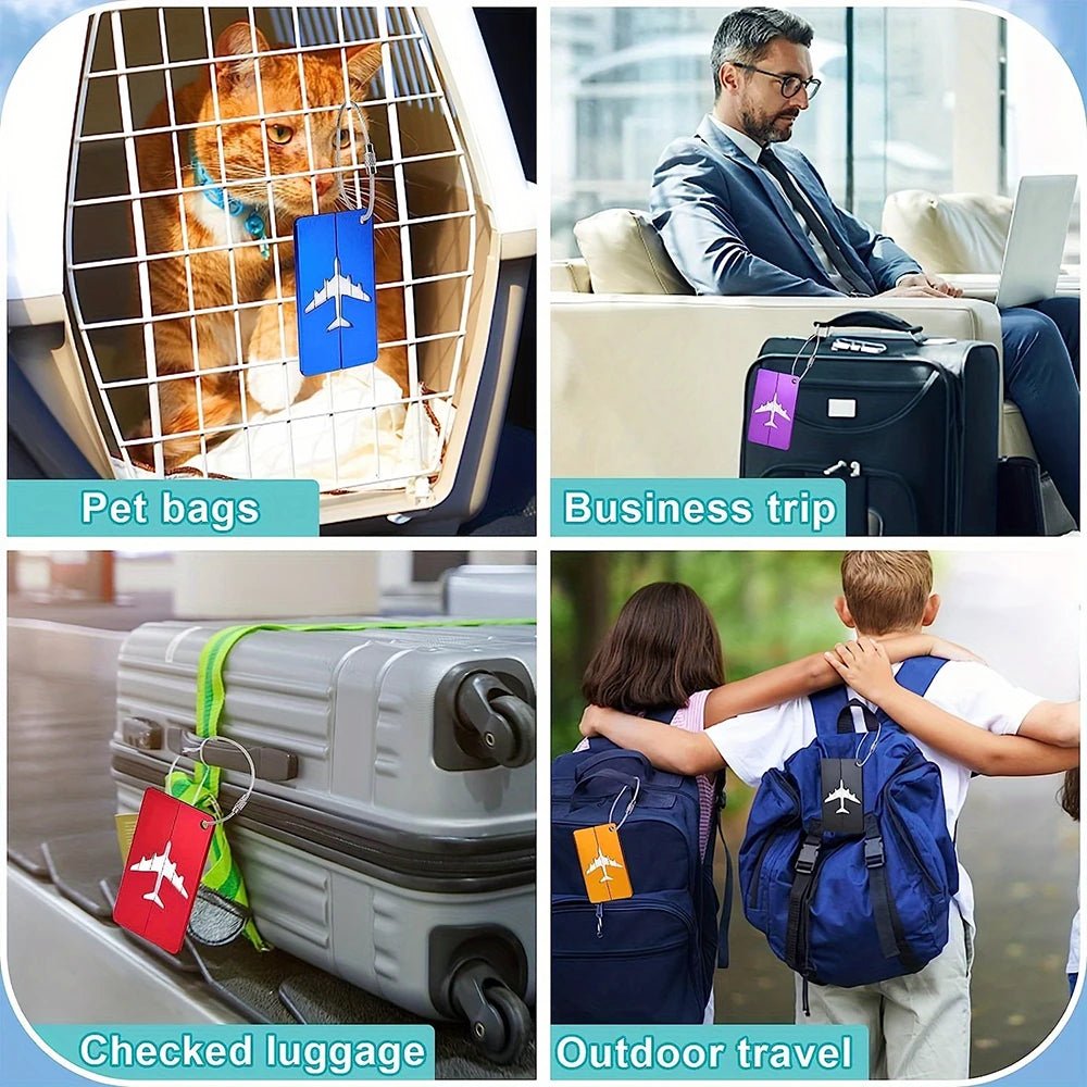 Aluminum Alloy Travel Luggage Tag Hanging Tag Suitcase Tag Plane With Name ID Cards Anti - lost Solid Color Travel Accessories.zmt - Checkouts UK