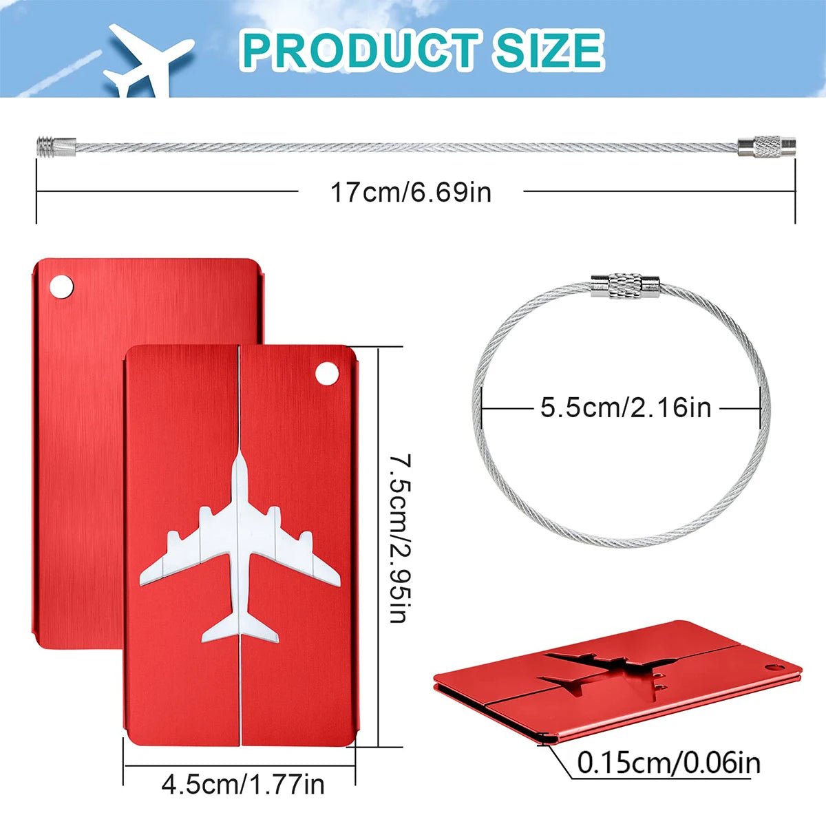 Aluminum Alloy Travel Luggage Tag Hanging Tag Suitcase Tag Plane With Name ID Cards Anti - lost Solid Color Travel Accessories.zmt - Checkouts UK