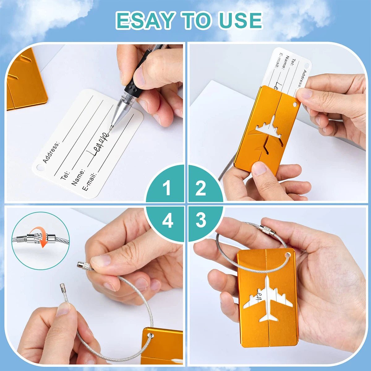 Aluminum Alloy Travel Luggage Tag Hanging Tag Suitcase Tag Plane With Name ID Cards Anti - lost Solid Color Travel Accessories.zmt - Checkouts UK
