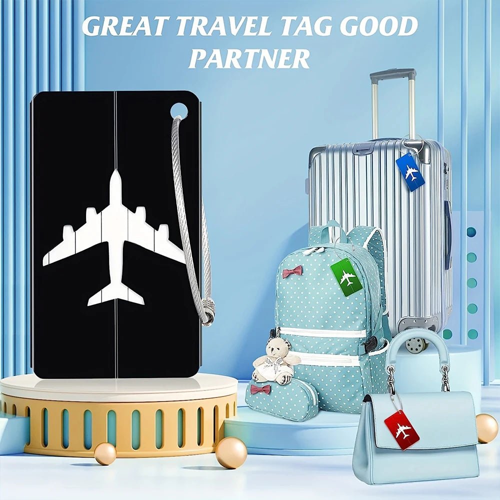 Aluminum Alloy Travel Luggage Tag Hanging Tag Suitcase Tag Plane With Name ID Cards Anti - lost Solid Color Travel Accessories.zmt - Checkouts UK