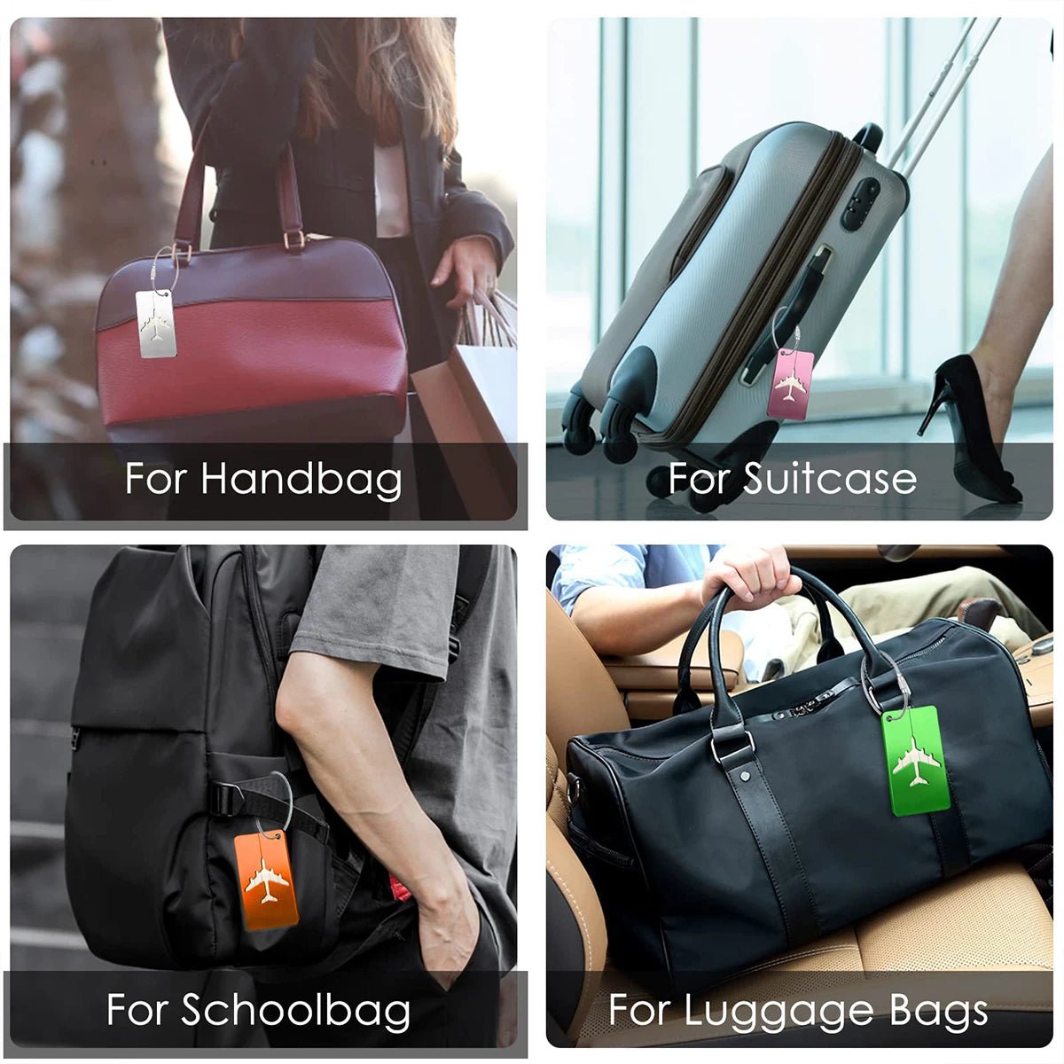 Aluminum Alloy Travel Luggage Tag Hanging Tag Suitcase Tag Plane With Name ID Cards Anti - lost Solid Color Travel Accessories.zmt - Checkouts UK