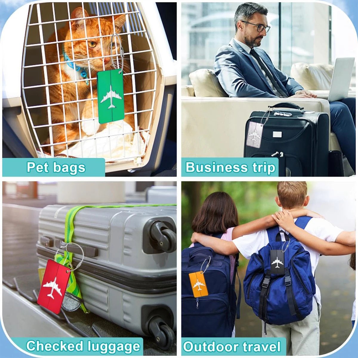Aluminum Alloy Travel Luggage Tag Hanging Tag Suitcase Tag Plane With Name ID Cards Anti - lost Solid Color Travel Accessories.zmt - Checkouts UK