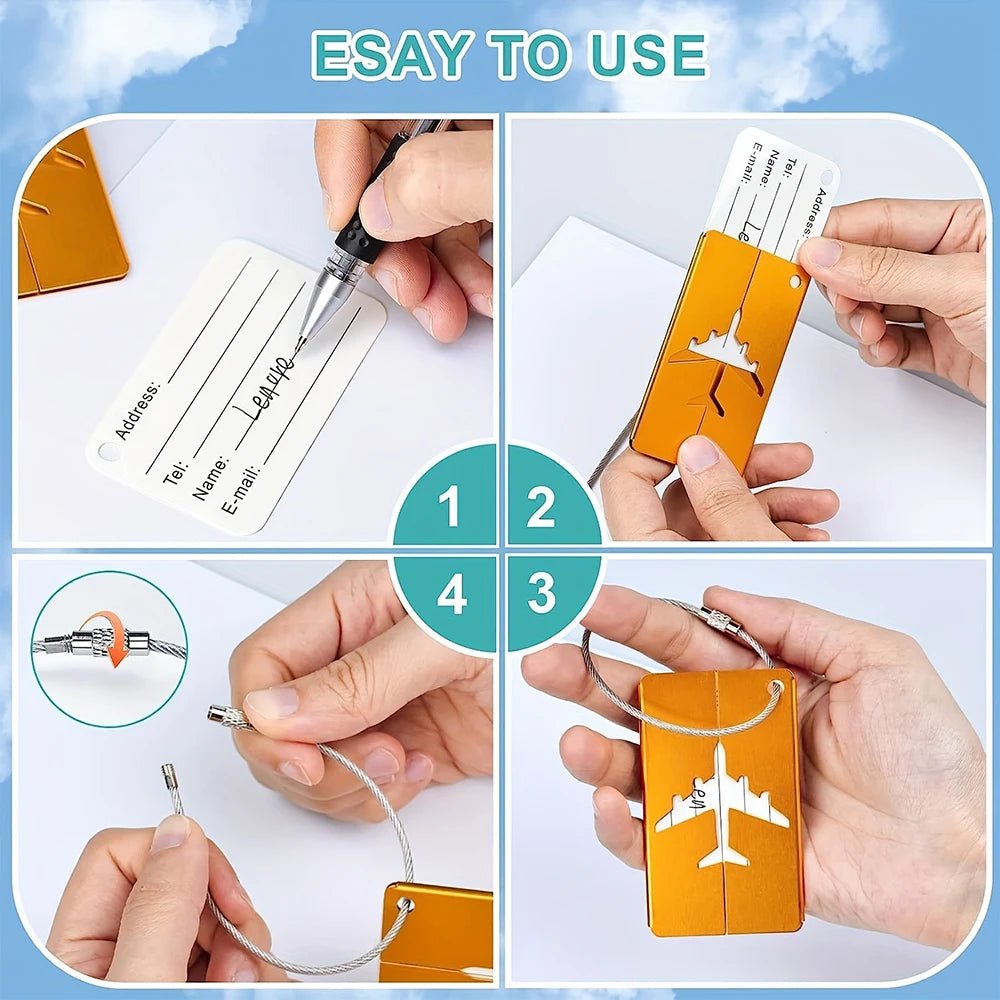 Aluminum Alloy Travel Luggage Tag Hanging Tag Suitcase Tag Plane With Name ID Cards Anti - lost Solid Color Travel Accessories.zmt - Checkouts UK