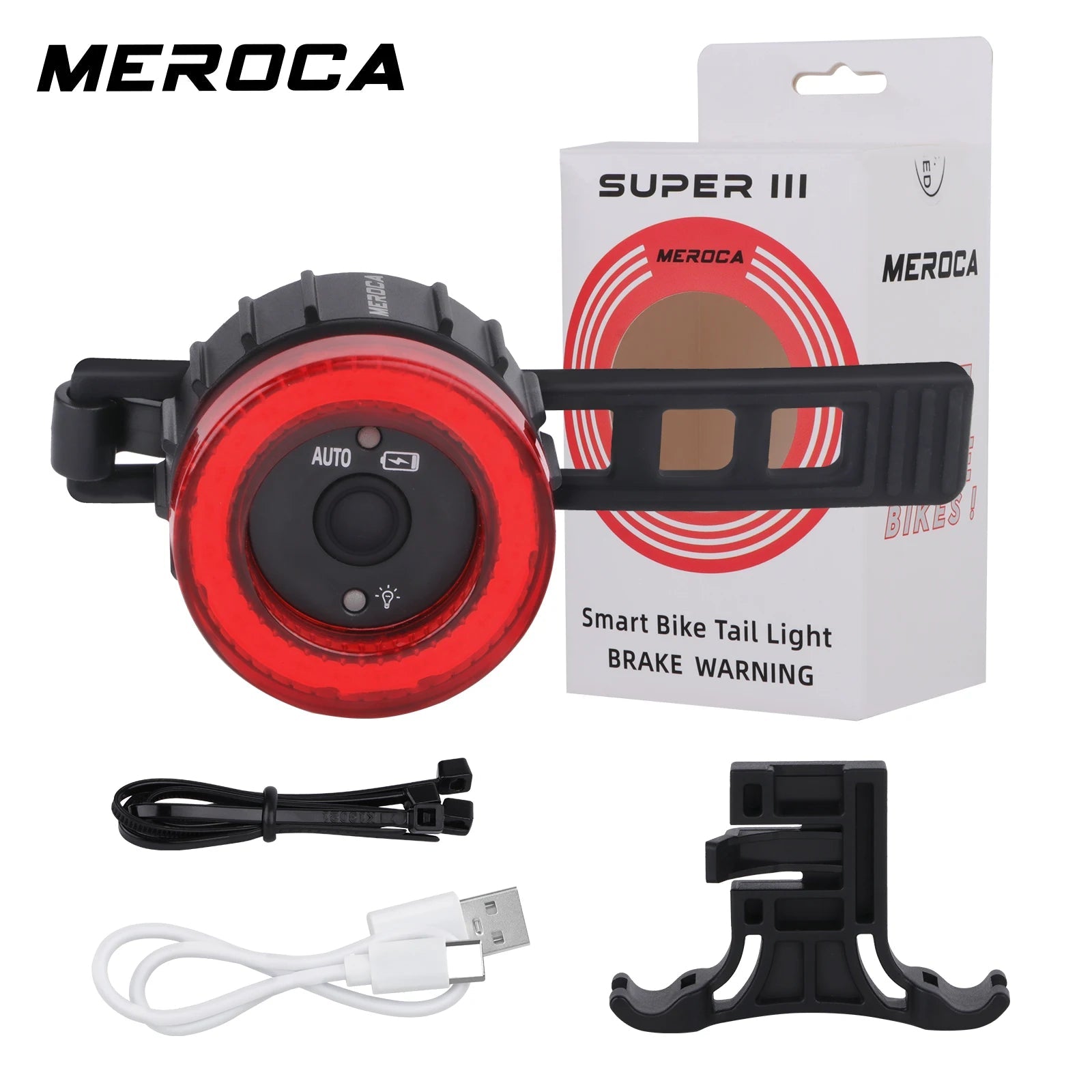 Bicycle Rear Light USB Charging High Visibility Multifunction Flashing With Brake Sensor Tail Light MTB Road Bike Lamps - Checkouts UK