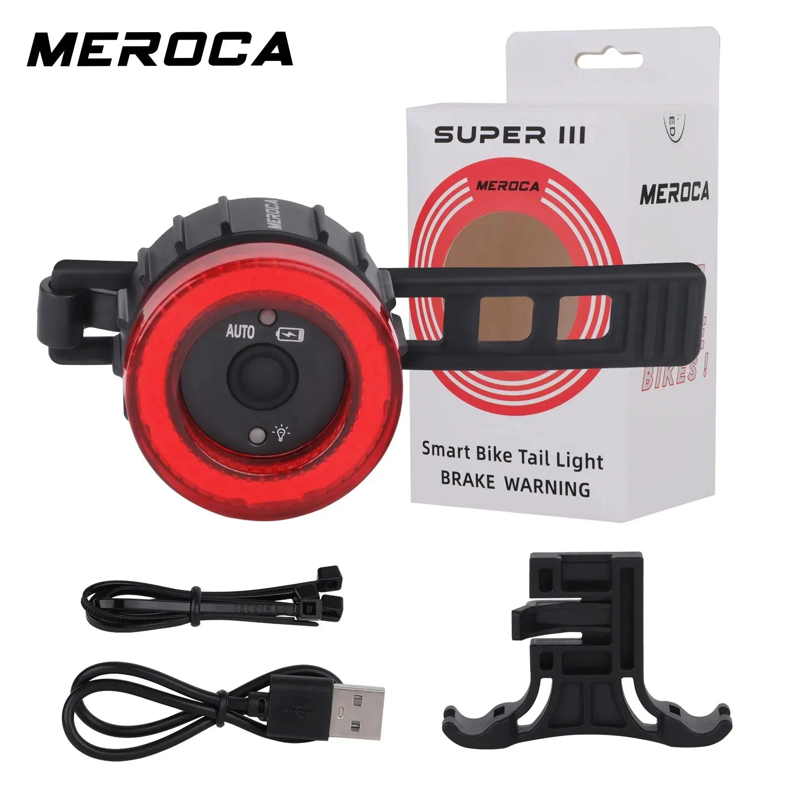 Bicycle Rear Light USB Charging High Visibility Multifunction Flashing With Brake Sensor Tail Light MTB Road Bike Lamps - Checkouts UK