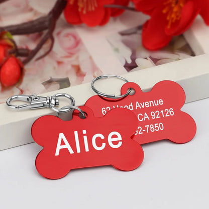 Bone Shaped Pet ID Tag Personalized Dog Cat Name Tags Anti - lost Free Engraving Collar Pendant Bone for Small Medium Large Pet - Furbury