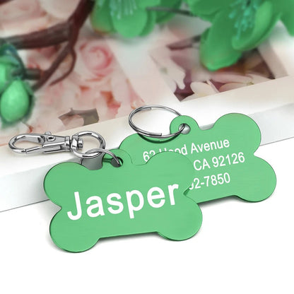 Bone Shaped Pet ID Tag Personalized Dog Cat Name Tags Anti - lost Free Engraving Collar Pendant Bone for Small Medium Large Pet - Furbury
