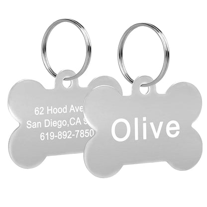 Bone Shaped Pet ID Tag Personalized Dog Cat Name Tags Anti - lost Free Engraving Collar Pendant Bone for Small Medium Large Pet - Furbury
